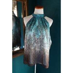Monograph Y2K Style Snake Print Halter Ombre Sheer Top Glitter Mob Wife Size 2